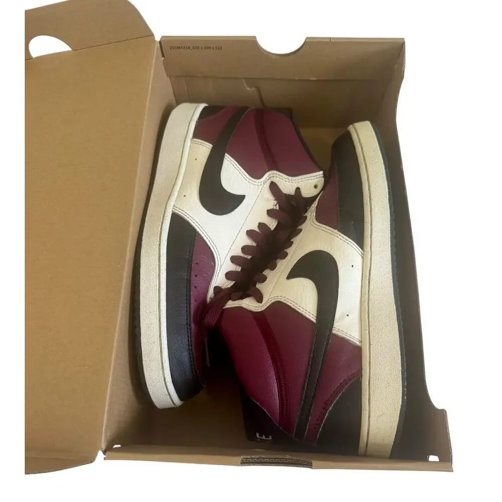 NIKE Court Vision LO NN Shoes Black/University Red White Maroon Men 8 Women 9.5 - Picture 3 of 13